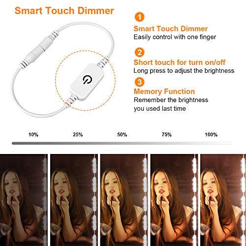 Led Vanity Mirror Lights - Hollywood Style 60 LED Vanity Make Up Light, Ultra Bright White LED Mirror Lights with Dimmable Touch Control for Makeup Vanity Table & Bathroom Mirror (Mirror Not Include)
