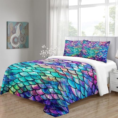 Housse de couette fermeture à glissière sirène, parure lit double microfibre - 5