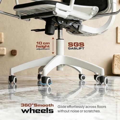 Image of DROGO Quantum Ergonomic Office Chair for Work from Home, Computer Chair with Breathable Mesh, 3D Headrest & Armrest, Adjustable Lumbar Support, Office Chair with Footrest & Recline (White /Black)