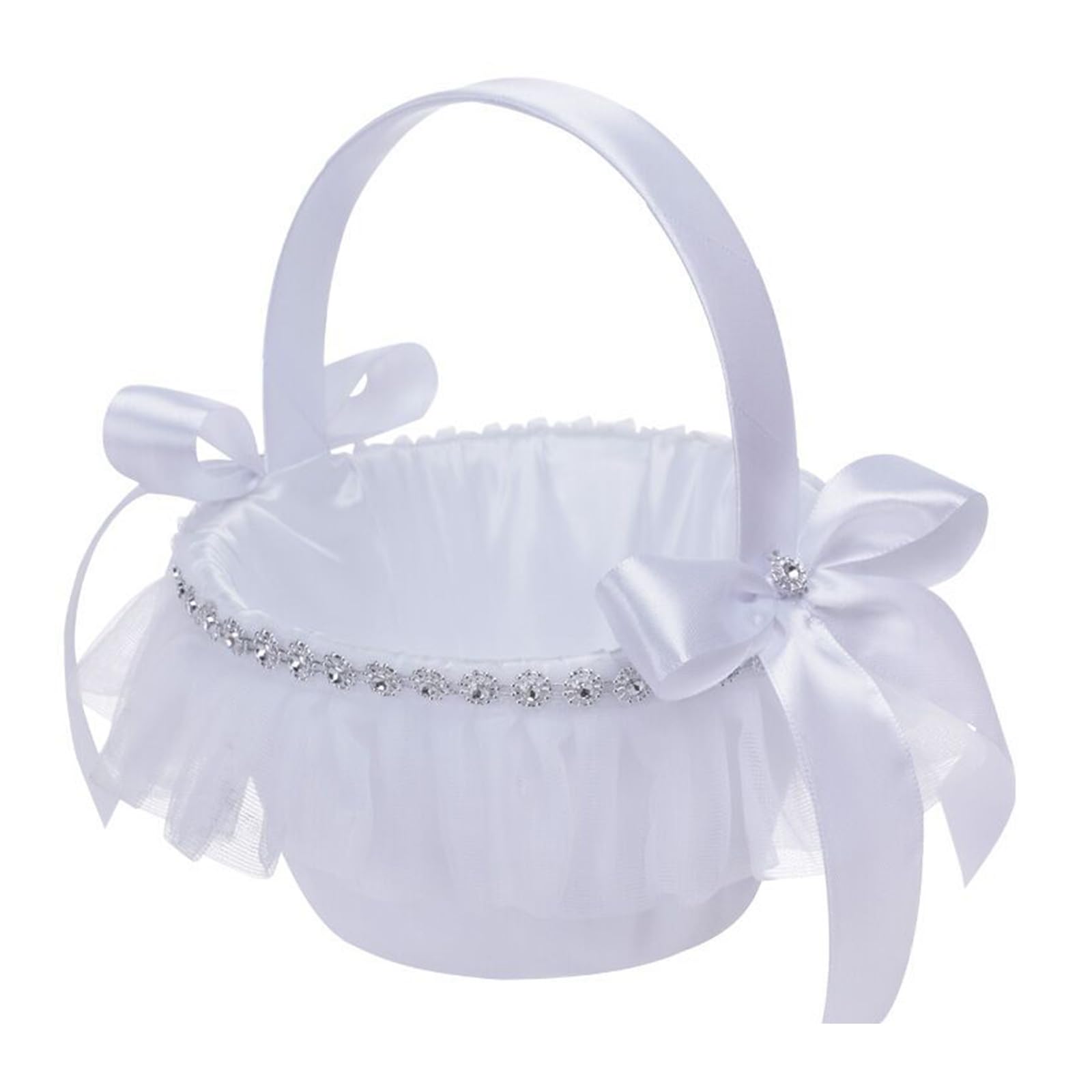 Fabric Wedding Flower Basket with Ribbon Decoration for Bridal, Party, Ceremony or Special Events Multipurpose Event Flower Basket