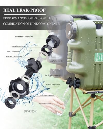 UPWOIGH Cantimplora de Agua para Camping 5 Galones con Grifo, Negro Mate, Paquete de 2 miniatura 6