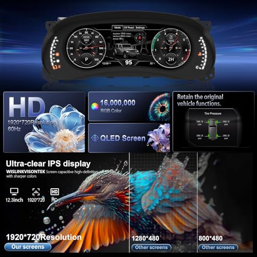 Image of Digital Instrument Cluster Display for Jeep Wrangler JK 2011-2017 | 12.3 inch HD Screen 1920*720, 2S Fast Boot, Plug&Play, Non-Destructive Install, OTA Upgrade, 6 Mode 4 Color, Speedometer Upgrade