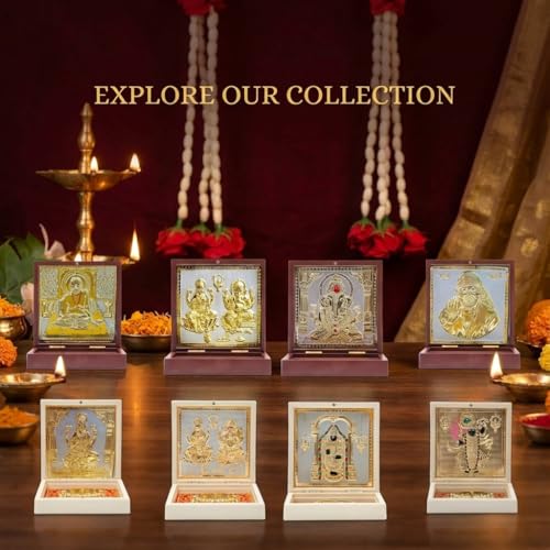 Image of Lord Gold Plated Shirdi Sai Baba Pocket Temple for Pooja Room | Gold Plated Sai Ram Photo Frame with & Charan Paduka | Gift for Family & Friends & Home Decor (Medium) 4 Inch - Pack of 1