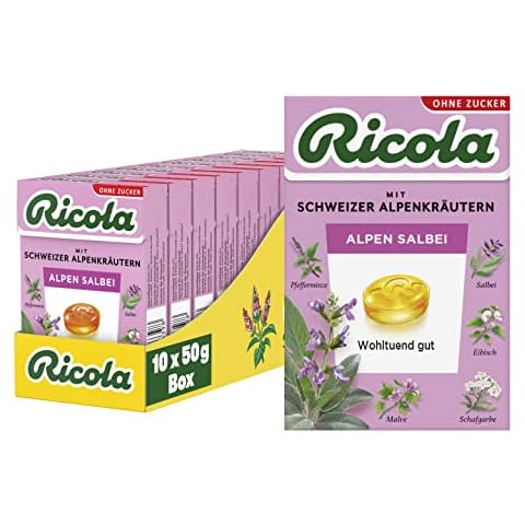 Ricola Alpen Salbei, 10 Böxli original Schweizer Kräuter-Bonbons Cover