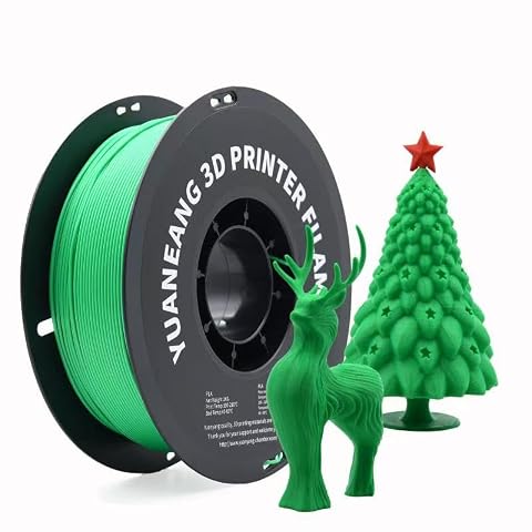 YUANEANGPLA 3D Printer Filament, Dimensional Accuracy +/- 0.02 mm, 1 kg Spool(2.2lbs), 1.75 mm，Green