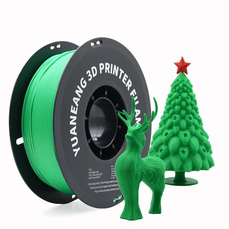 YUANEANGPLA 3D Printer Filament, Dimensional Accuracy +/- 0.02 mm, 1 kg Spool(2.2lbs), 1.75 mm,Green