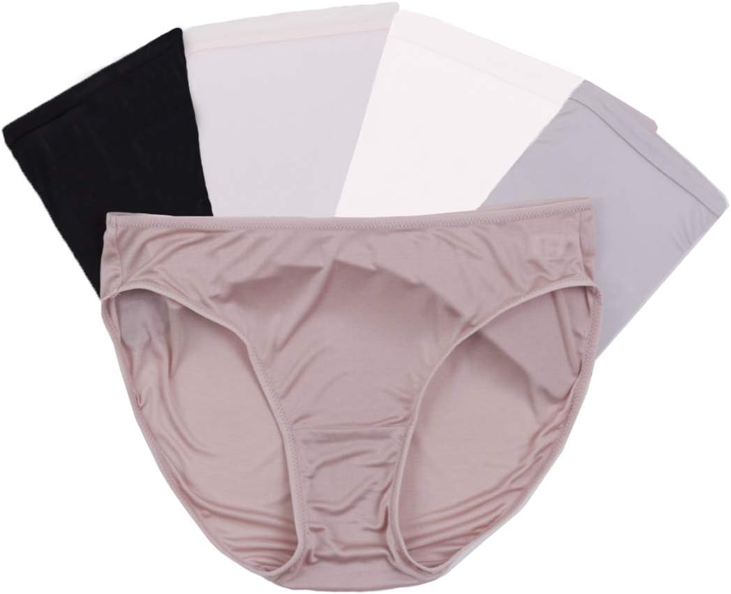 Women 5Pairs Pure Natural Silk Panties Very Soft Thin Briefs Breathable Smooth Healthy Bikini Underwear