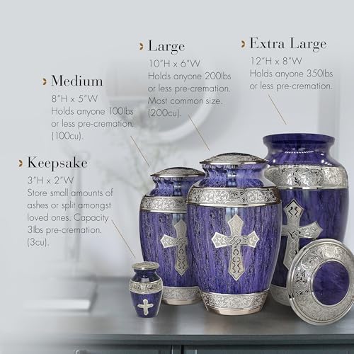 Image of Purple Cross Cremation Urns for Human Ashes Adult Female Urns for Ashes