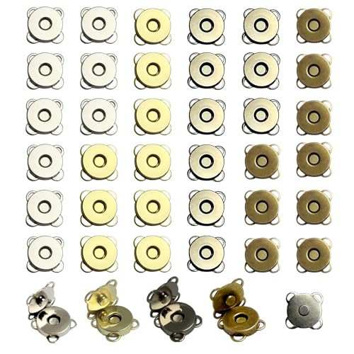 40 Sets 14mm Magnetic Snap Buttons for Clothes, Bags & Purses â€“ Sew-On Magnetic Closures in 4 Colors for DIY Fabric Crafts