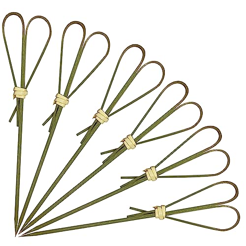 100 Pieces Bamboo Cocktail Picks, Heart Shaped Bamboo Sticks, Skewers For Appetizers, Charcuterie Accessories, Toothpicks For Appetizers Picks, 4.7 Inch Cocktail Toothpicks - Cyan