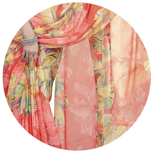 Image of MIRCHI FASHION Saree for Woman Chiffon Floral Printed | Lightweight Daily Wear Comfortable Women's Sari with Unstitched Blouse Piece (Available in 15 Designs)