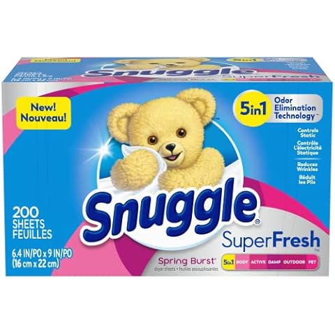 Snuggle Plus SuperFresh Dryer Sheets with Static Control and Odor Eliminating Technology, Spring Burst, 200 Count Cover