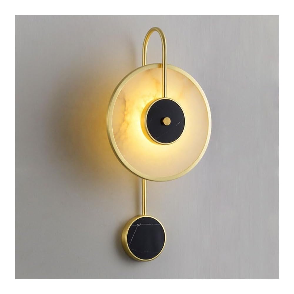 TONFON LED Wall Lamp Modern 9.8 Inch Round Alabaster Wall Sconce, Restaurant Balcony Lighting Wall Mounted Lamp for Bedroom Bedside Living Room Study Room Corridor Entryway