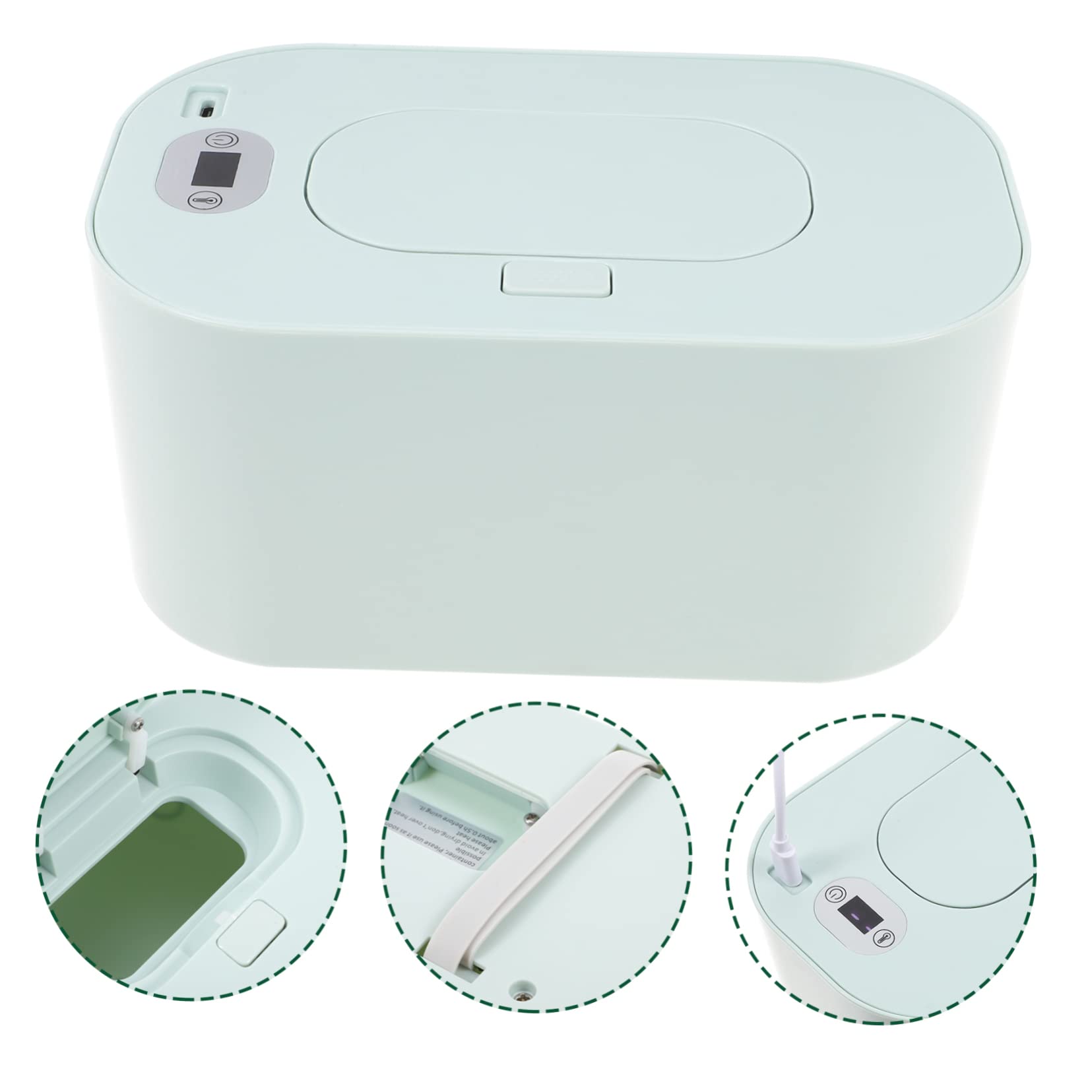 Alipis Calentador y Toallitas para Bebés Color Verde Portátil Material Abs y Pp Función de Temperatura Seleccionable Adecuado para Uso en Coche y Hogar Hogar