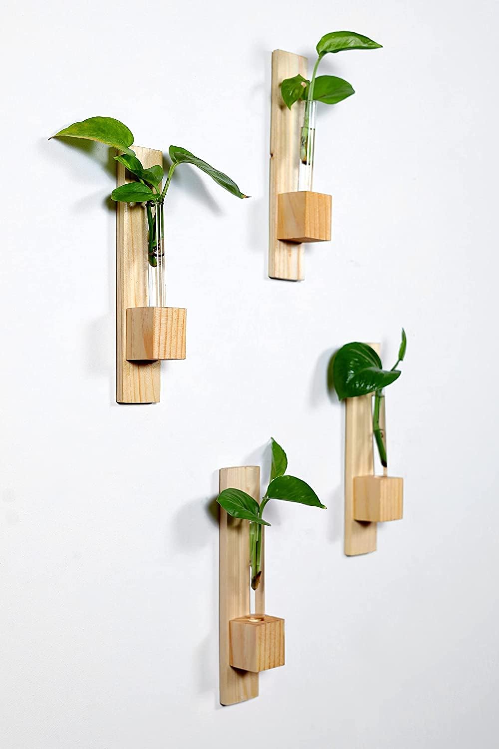 Hurain Enterprises Room Decor Wooden Wall Hanging Planter Holder/Wall Mounting Test Tube Planter Vine For Living Room/Bedroom/Balcony/Kitchen Planter Stand Set Of 4 (B0BYF3Q6FF) Amazon Price History, Amazon Price Tracker
