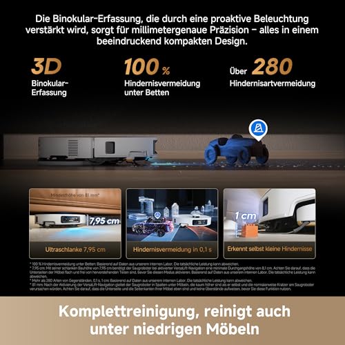 Image of dreame X50s Ultra Vacuum Cleaner, 35,000 Pa, Ultra-Thin 8 cm, Obstacles Avoid: 9 cm, Empty+Auto Refill, Clean. Auto Mop, Detangling 100%, Avoidance +280 Types Objects, White
