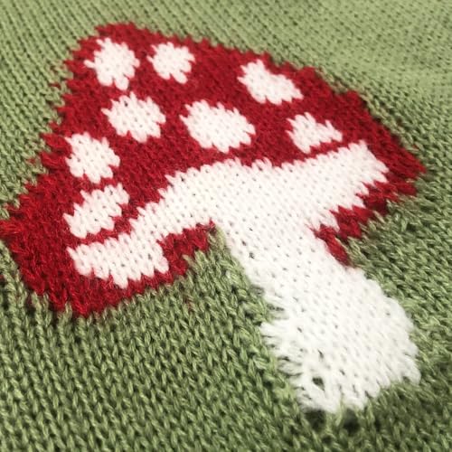 CORIRESHA Women's Cute Mushroom Cardigan Sweater Button Long Sleeve V Neck Knit Crop Outwear3