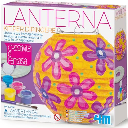 4M Creatività e Fantasia – Kit Lanterna da Dipingere per Bambini 8+ | DIY Lanterna di Carta con Colori e Pennello – Gioco Artistico Educativo