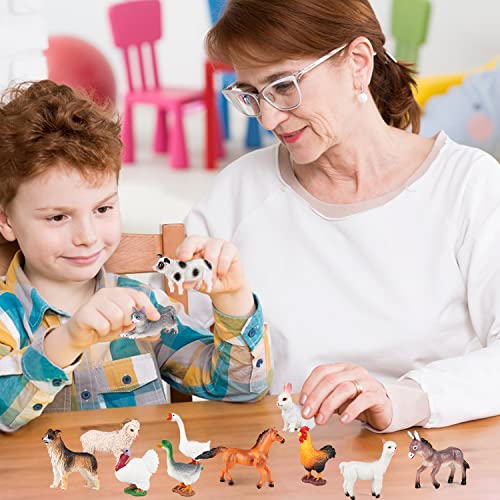 SIENON 12Pcs Bauernhof Tierfiguren Spielzeug Kunststoff, Playset Lernspielzeug Set, Bauernhof Tier Kuchen Cupcake Topper für Bauernhof Geburtstag Weihnachtsfeier