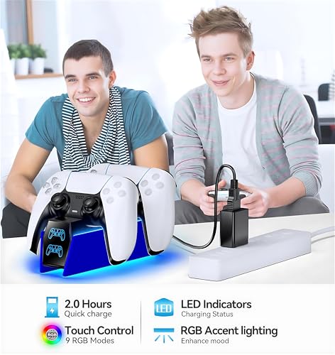 Image of OIVO P5 Controller Charger with Fast Charging AC Adapter, P5 Controller Charging Station Stand for Play Station 5, Docking Station Replacement for PS 5 Accessories Kits, Cobalt Blue