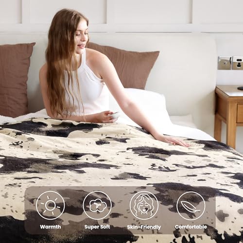 Image of Heated Blanket Full Blanket - Fast Heating Electric Blanket, Soft Flannel Heated Throw with 4 Time Settings,10 Heating Settings, Warm Gifts for Women & Mom & Grandma