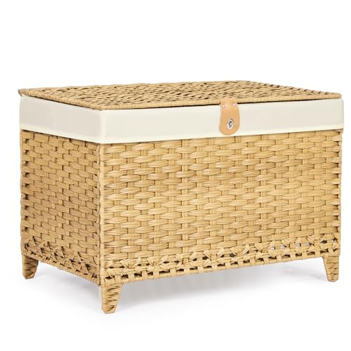 Wicker-Storage-Basket-with-Lid-160L-Shelf-Basket-with-Removable-Liner-Bag Wicker Storage Basket with Lid, 160L Shelf Basket with Removable Liner Bag - Image 1