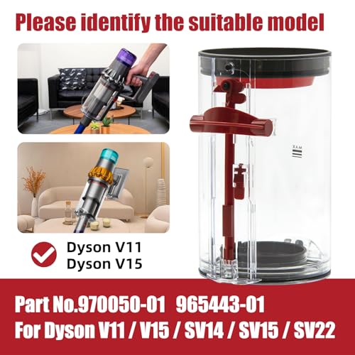 Image of Dust Bin Replacement for Dyson V11 V15 SV14 SV15 SV22 Vacuum Cleaner, Large Bin for Dyson No. 970050-01 and No. 965443-01