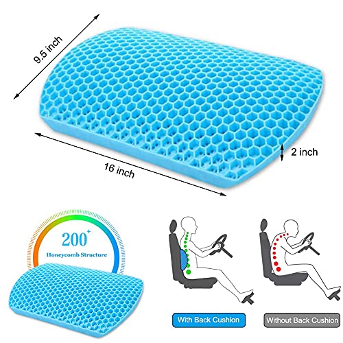 Lumbar Pillow Gel Support Pillow Back Cushion - Help in Relieving Back Pain & Sciatica Pain for Car Seat Home Office Chairs, Breathable Back Support Cushion Travel Pillow with Adjustable Straps (Blue) - Thumbnail 2