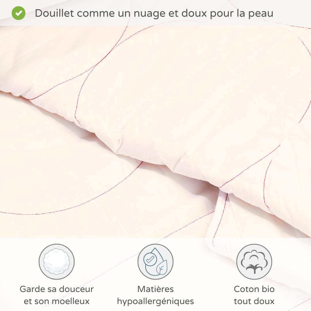 Couette en Laine Suisse 4 Saisons 290g/m² - Couette en Coton Bio - Différentes Tailles - Respirante & Douce - Couverture de Haute qualité (140 x 200 cm)