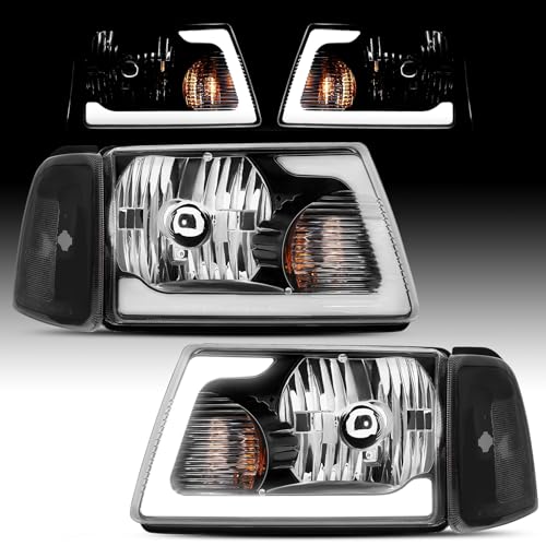 ELH LED DRL Headlight Assembly Fit For 2001-2011 Ranger With Corner Light 01 02 03 04 05 06 07 08 09 10 11 Ranger Headlamp Black Housing Clear Reflector