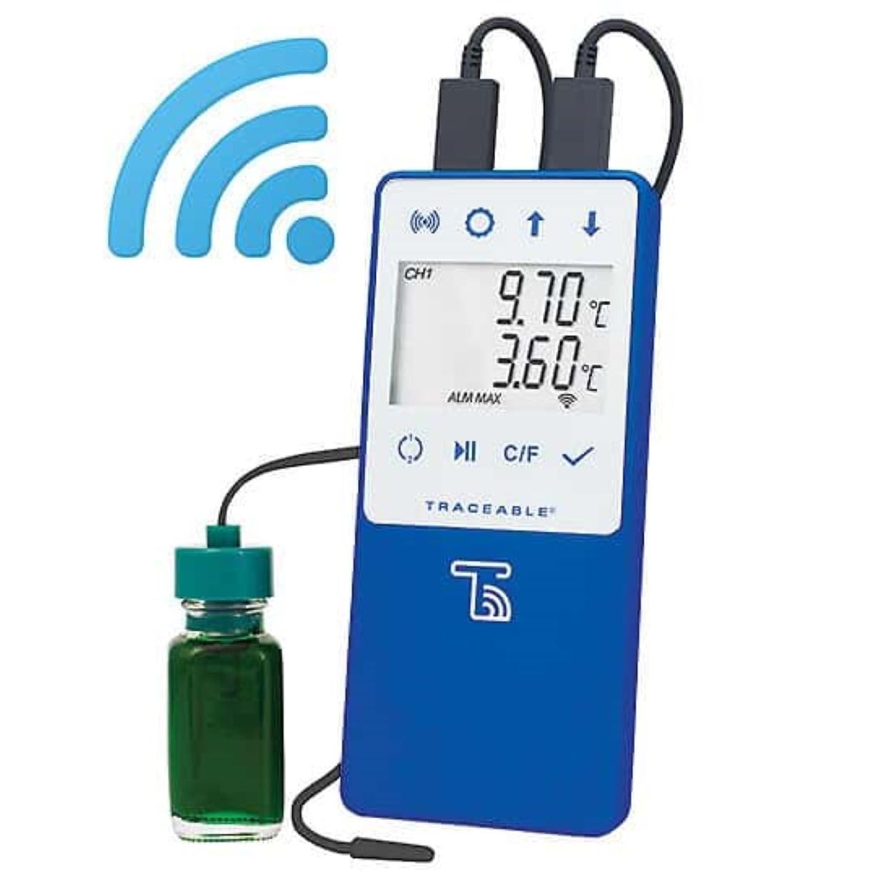 Traceable Wi-Fi Data Logging Refrigerator Freezer Thermometer Compatible with TraceableLIVE Cloud Service 1 Bottle and 1 Bullet Probe