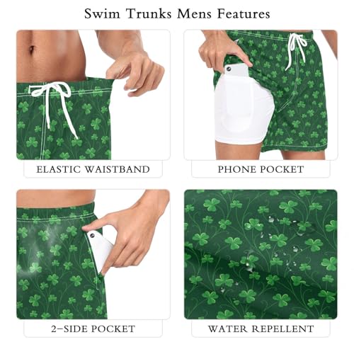 Crane and Pine Tree Men's Swim Trunks with Liner Summer Quick Dry Beach Shorts Swimwear Bathing Suit S-XXL2
