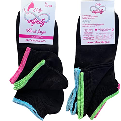 Chaussettes en fil d'Écosse Infinity courtes en coton d'Italie pour femme