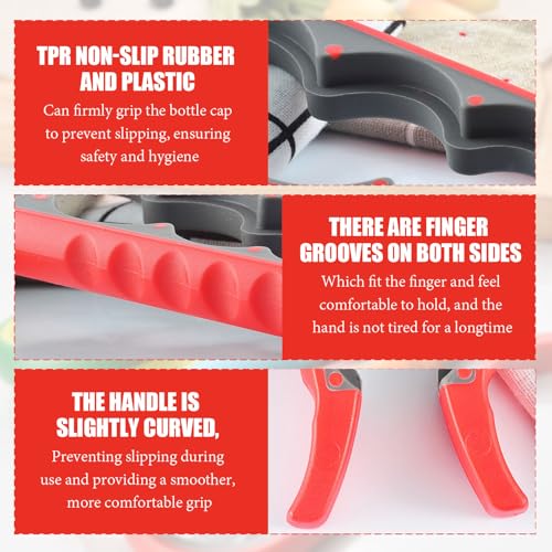 Image of 2PCS 4 in 1 Jar Opener Multi-Function Bottle Opener Non Slip Remover Tool for Seniors with Arthritis and Anyone with Low Strength(Blue,Red)