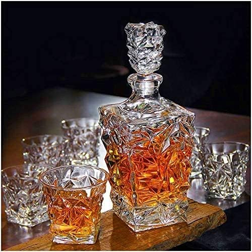 Image of Elegant Whiskey Decanter Set with Glass 7 pc for Men & Women, 1000 Ml Whiskey Crystal Liquor Drinking Decanter Gift for Alcohol Lover