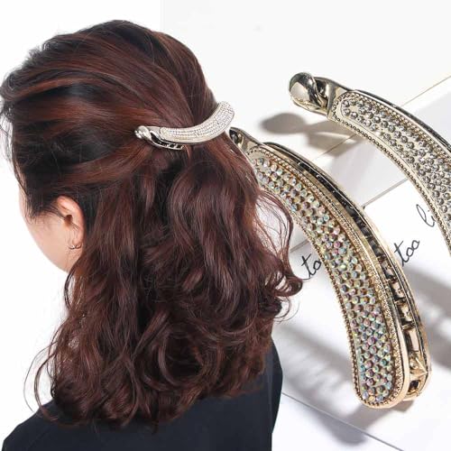3 piezas Pinzas para cabello con diseño de piedra brillante, accesorios para el cabello de color blanco, negro, marrón y multicolor miniatura 5