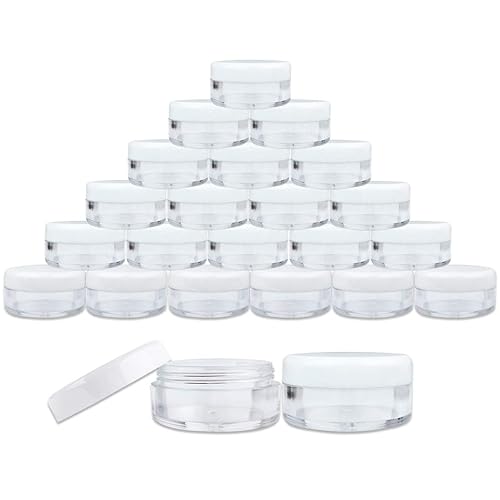Miniatura 4 de 50 tarros redondos de acrílico vacíos de 5 gramos (0.17 oz) – Contenedores de plástico sin BPA para cosméticos, loción, crema, maquillaje, cuentas,