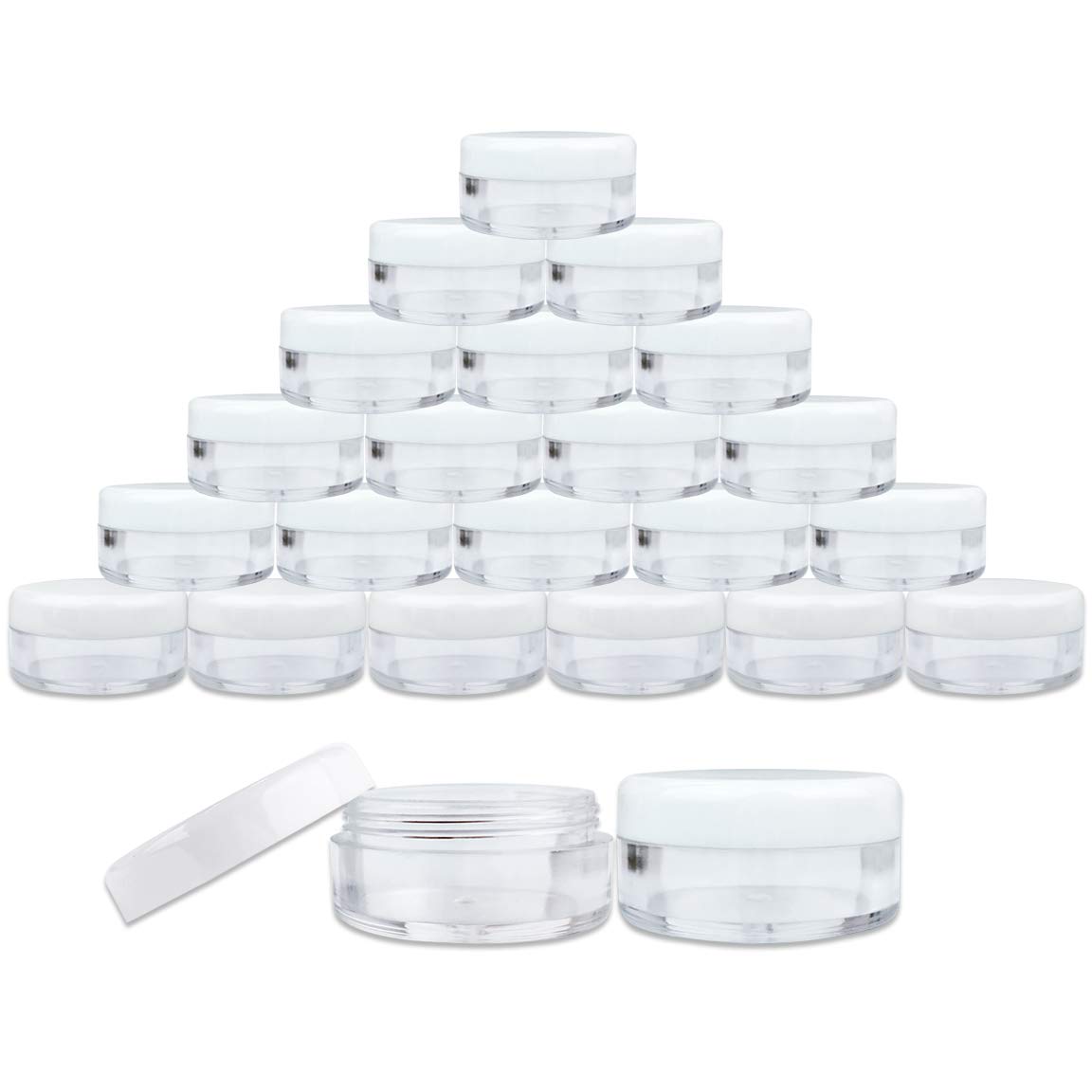 (Quantity: 150 Pieces) Beauticom 5G/5ML Round Clear Jars with White Lids for Powdered Eyeshadow, Mineralized Makeup, Cosmetic Samples - BPA Free 3