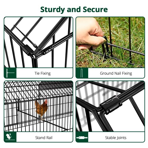 Pawgiant Chicken Coop 86"×40" Chicken Run Pen For Yard With Cover Outdoor Metal Portable Chicken Tractor Cage Enclosure Crate Outside For Small Animals Duck Rabbit Hen #TOP3