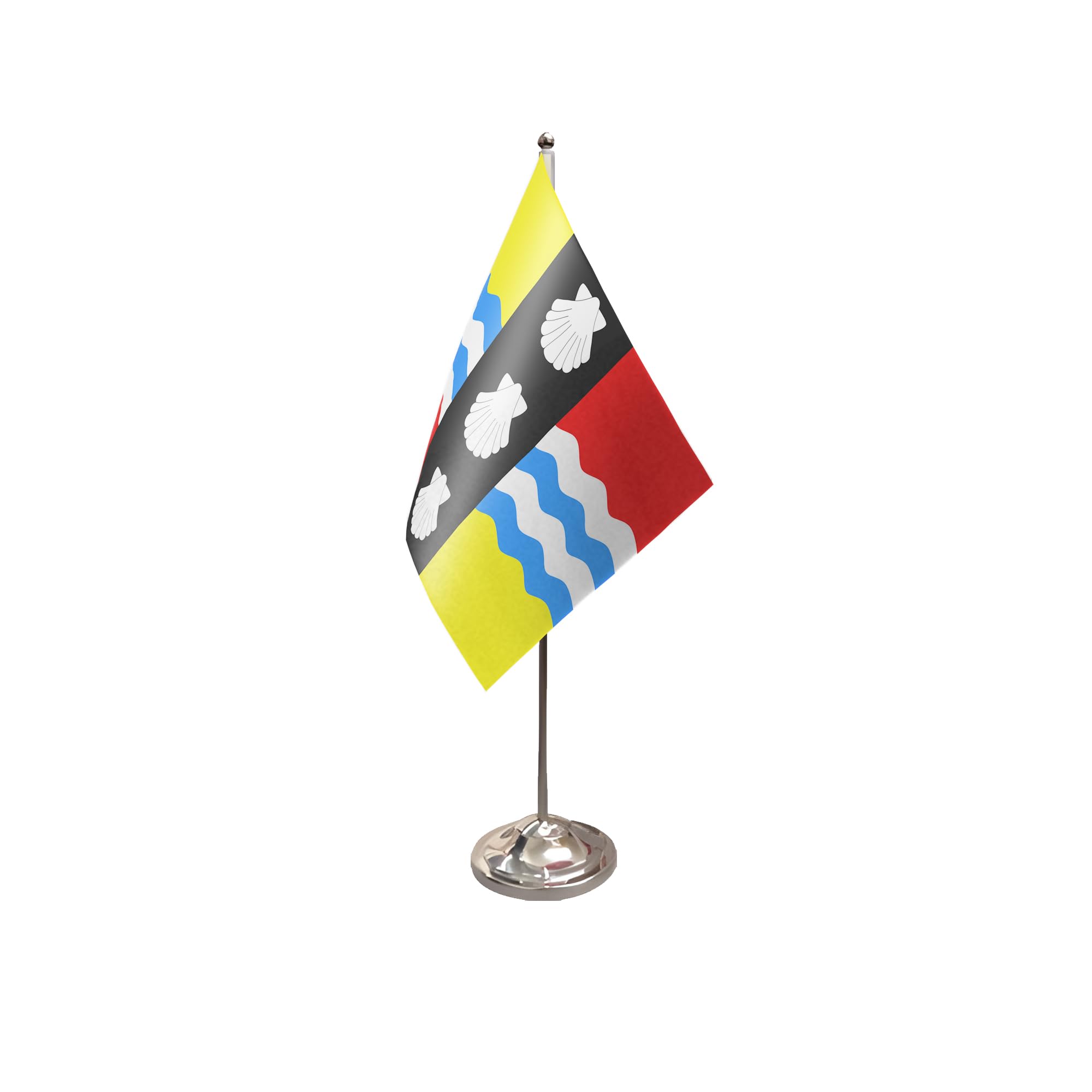 Flagtex Bedfordshire New Satin Table Flag With Chrome Pole & Base — image 1