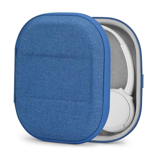 Geekria Shield Headphones Case Compatible with Sony WH-CH510, WH-CH520, MDR-ZX300, MDR-ZX310, MDR-XB200, Replacement Hard Shell Travel Carrying Bag with Cable Storage (Blue)