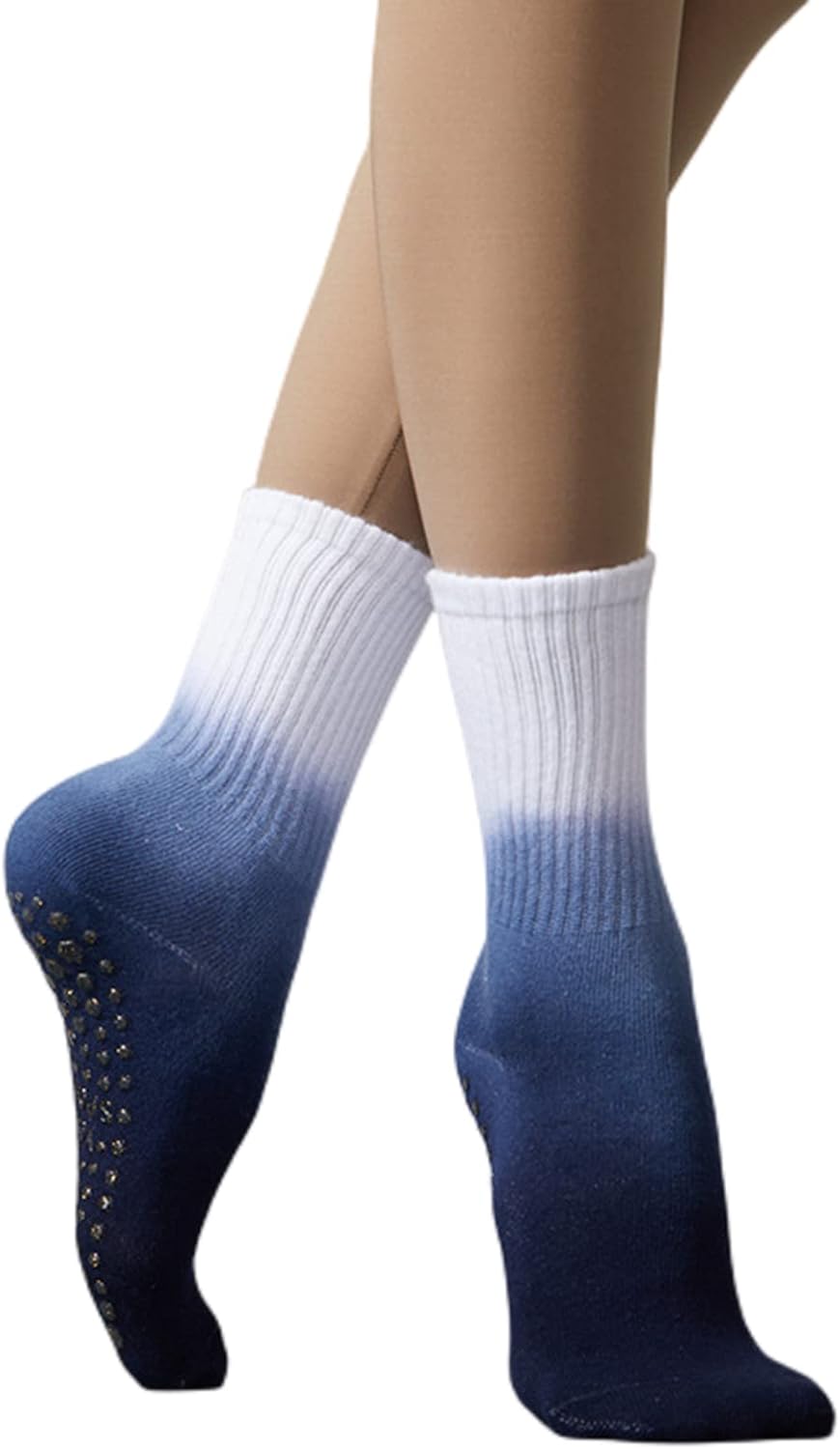 Women's Yoga Pilates Socks with Grips Non Slip Colorful Gradient Tie Dye Cushioned Crew Socks for Ballet Dance