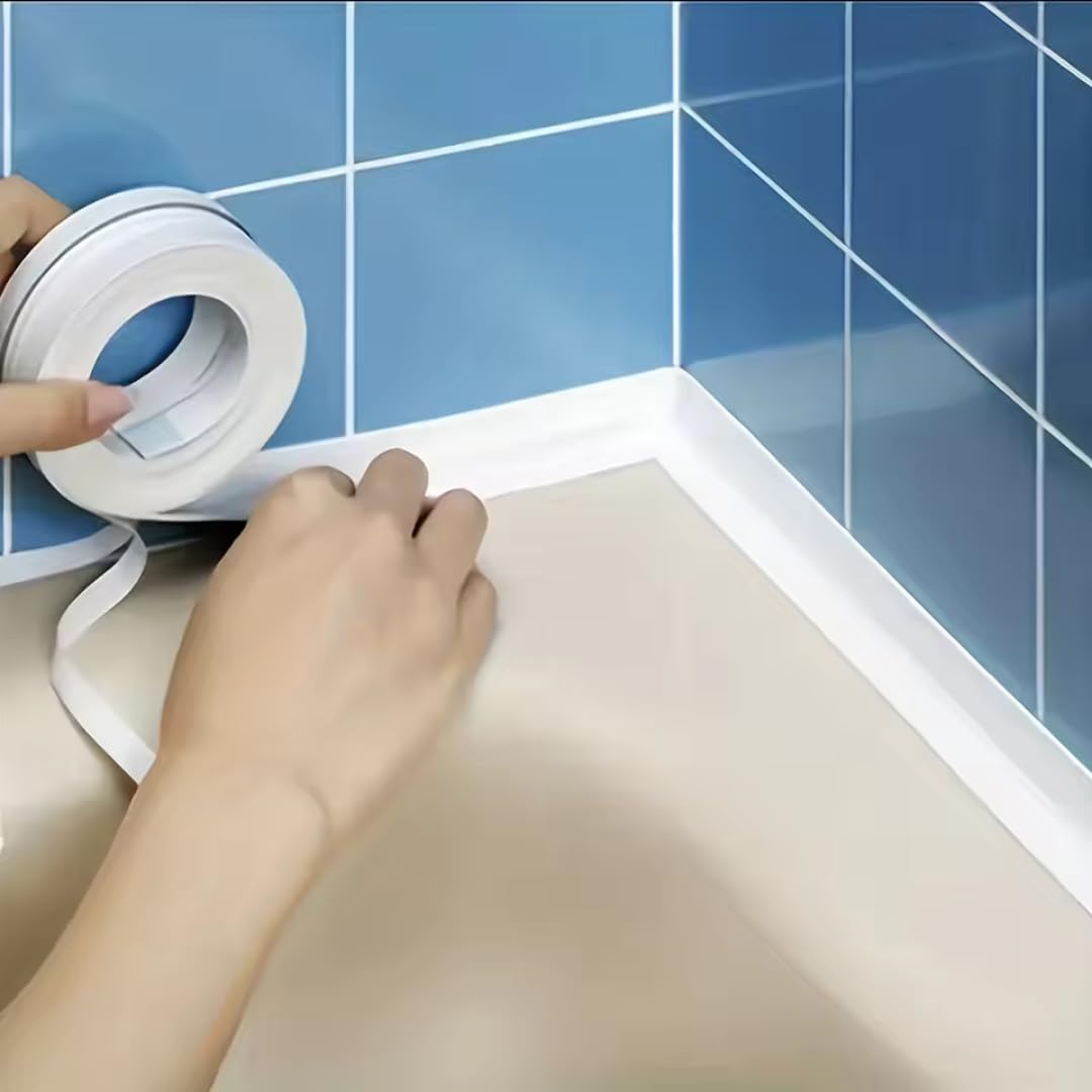 Jouis Sızdırmaz Derz Bandı 3.2 M Banyo Küvet Mutfak Lavabo Beyaz Su Sızdırmaz Bant Su Geçirmez Kenar Bandı Sızdırmazlık Tamiri.