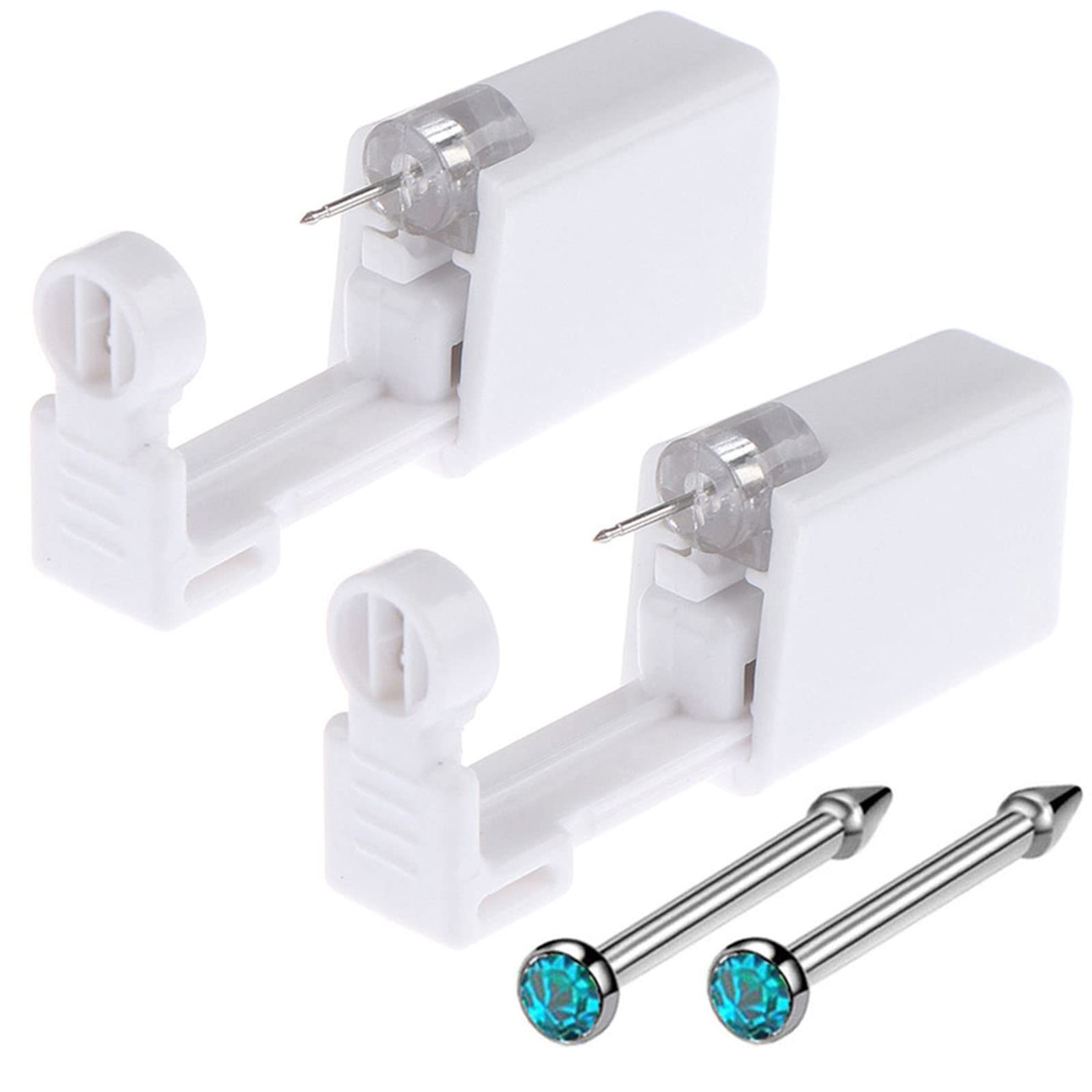 KiraGraceNose Piercing Gun - KiraGrace 2 Pack Self Nose Piercing Kit Unit Disposable Nose Piercing Gun with Nose Stud Piercing Kit Tool for Cartilage Tragus Helix Piercing Gun Piercing Jewelry (Blue)