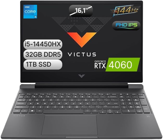 HP Victus Intel Core i5-14450HX | 32 GB RAM | 1 TB SSD | NVIDIA GeForce RTX 4060 | 16,1 inç 144 Hz FHD IPS FreeDOS Gaming Laptop