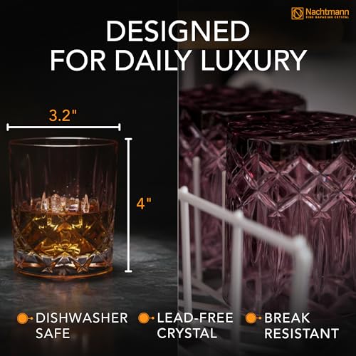 Image of Nachtmann Noblesse Collection 4 inch Whiskey Tumbler, Made of Fine Crystal Glass, Glass for Bourbon, Whiskey, & Other Beverages, 10.4-Ounces, Dishwasher Safe, Set of 2 (Berry)