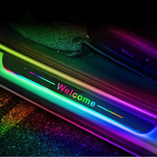 Car Door Sills Led Magnetic Custom Logo Or Text Led Door Sills for Car Compatible with Most Models 7 Colors/28 Change Modes Auto-Sensing Welcome Courtesy Lights