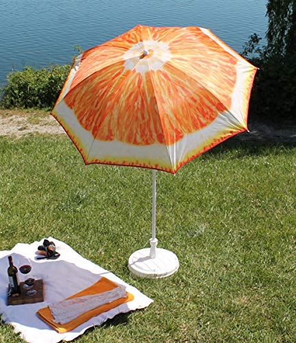 AAF Nommel Sonnenschirm Strand Schirm Gartenschirm - Ø160 cm Marktschirm Orange Kiwi Melone (Orange)