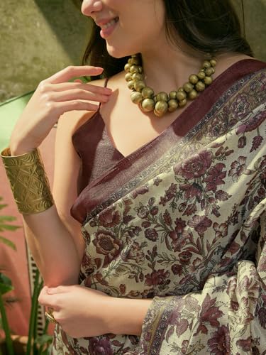Image of SIRIL Women's Cotton Printed Saree With Unstitched Blouse Piece