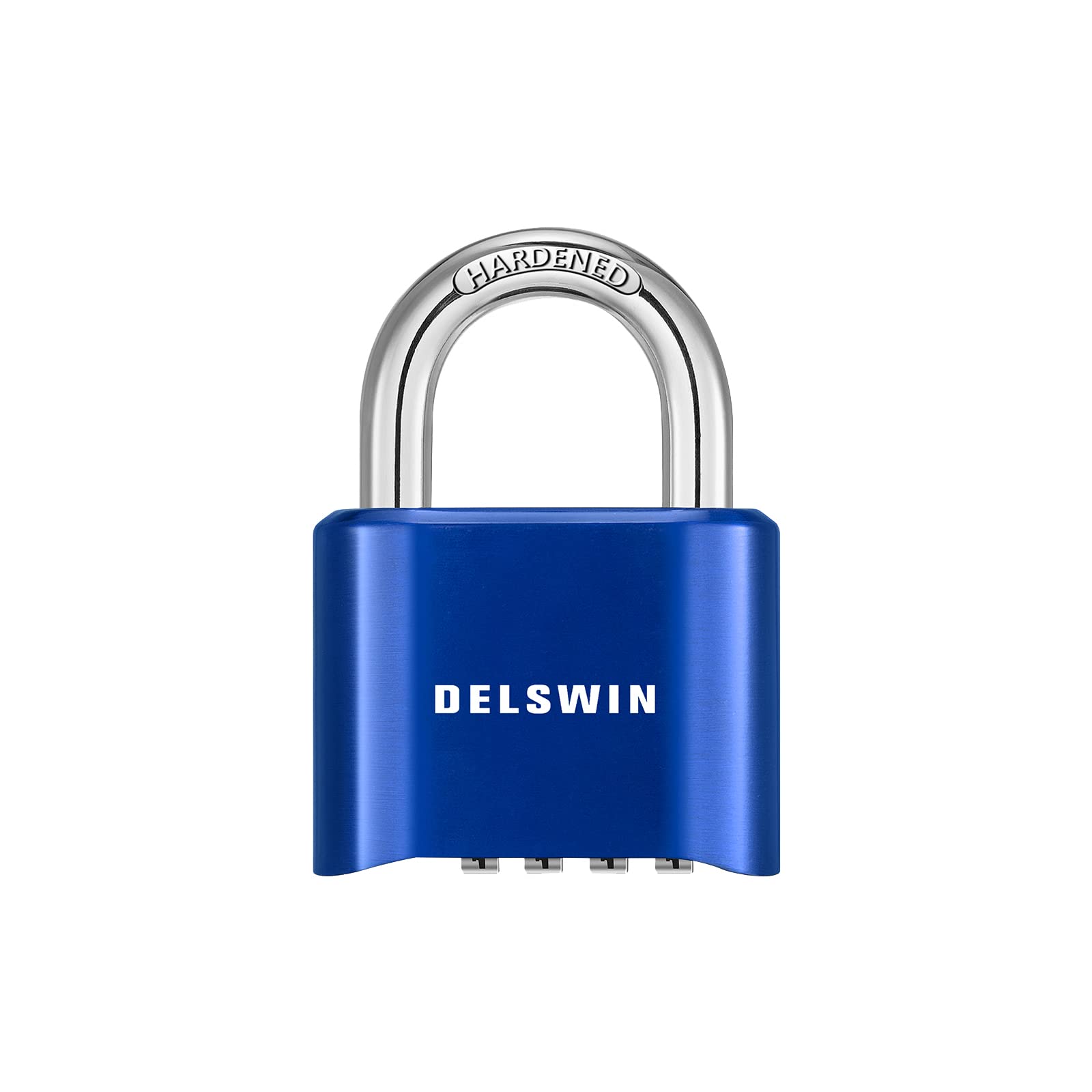 DELSWIN 4-Digit Combination Lock Outdoor Padlock - Heavy Duty Locker Lock with Hardened Steel Shackle, Waterproof Combo Lock for Gym Locker, Hasp Storage, Shed, Fence, Gate (Blue,1Pcs)